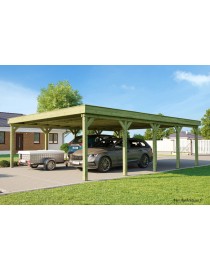 Carport double en bois, 37,50 m², 2 voitures, Weka, achat, pas cher