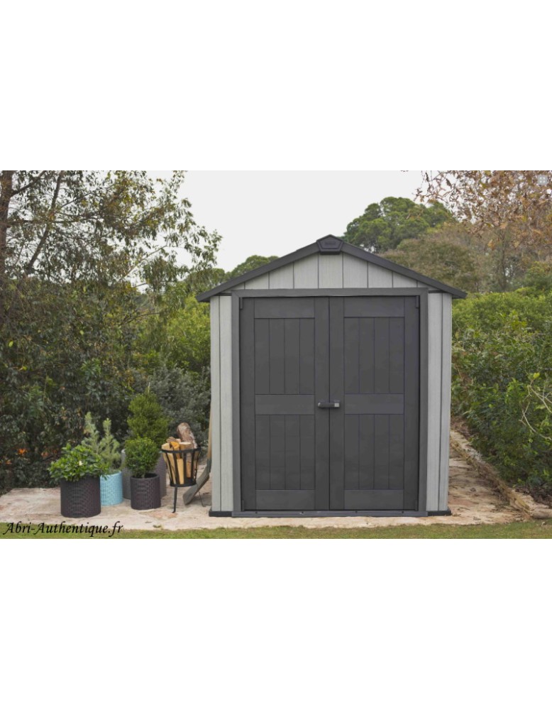 Abri de jardin en résine, 6,6 m², gris et noir, Brossium 759, achat, pas cher Abri de jardin en résine, 6,6 m², gris et noir, Brossium 759, achat, pas cher