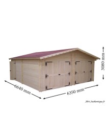 Garage double en bois massif, 34,93 m², 42 mm, achat