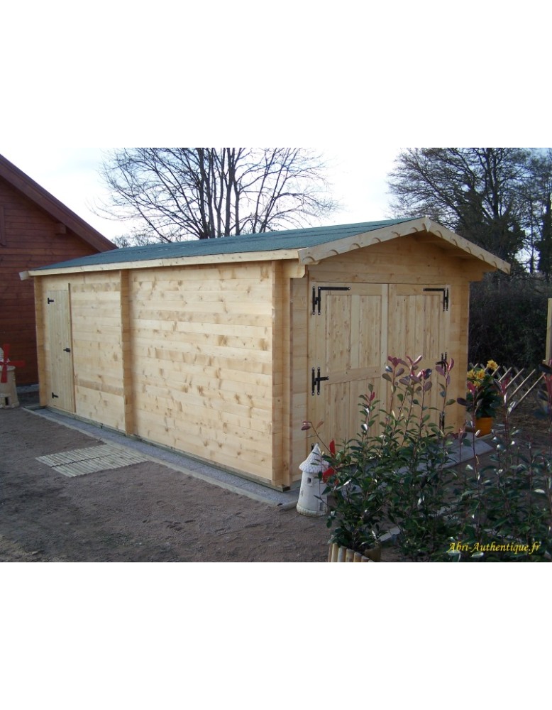 Garage en bois massif, 18,97 m², 42 mm, Habrita, achat Garage en bois massif, 18,97 m², 42 mm, Habrita, achat